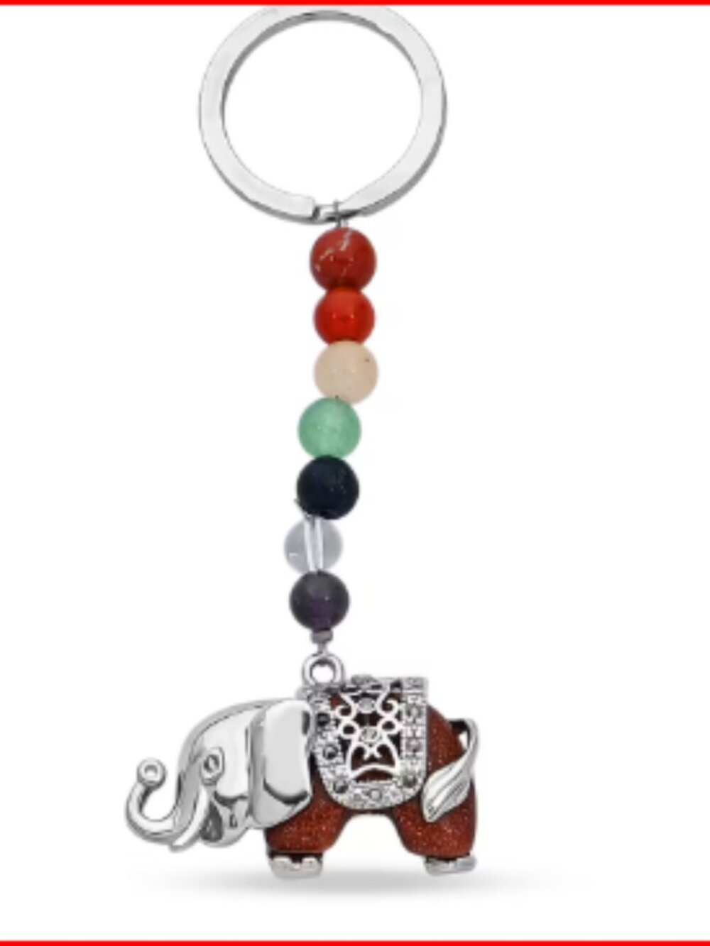 Gold Sandstone and Multi Gemstone Keychain